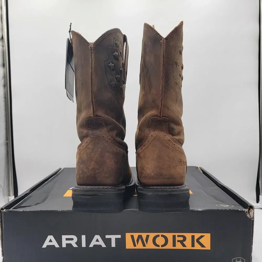 Ariat Men’s Brown Work Boots - Sierra Pull-On Steel Toe